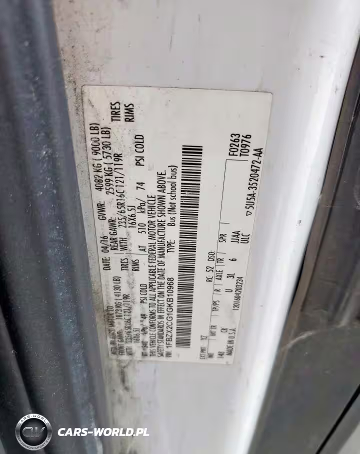 2016 Ford Transit T-350 VIN:1FBZX2CG1GKB10968 - 13