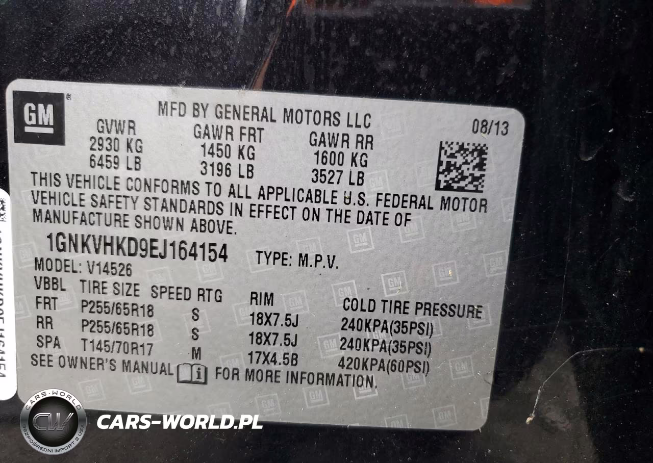 2014 Chevrolet Traverse Lt VIN:1GNKVHKD9EJ164154 - 13