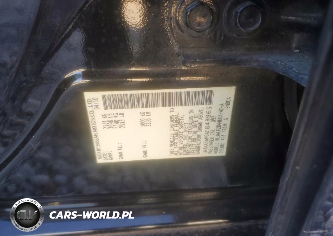 2010 Nissan Maxima 3.5 S VIN:1N4AA5AP6AC848965 - 12