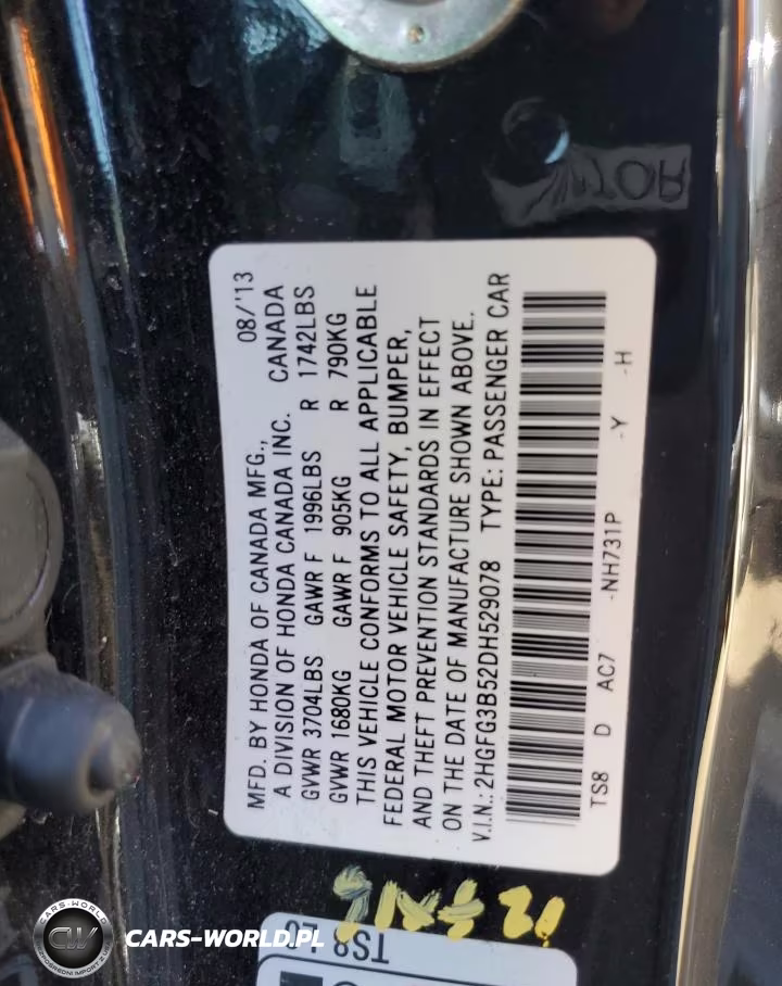 2013 Honda Civic Lx VIN:2HGFG3B52DH529078 - 12