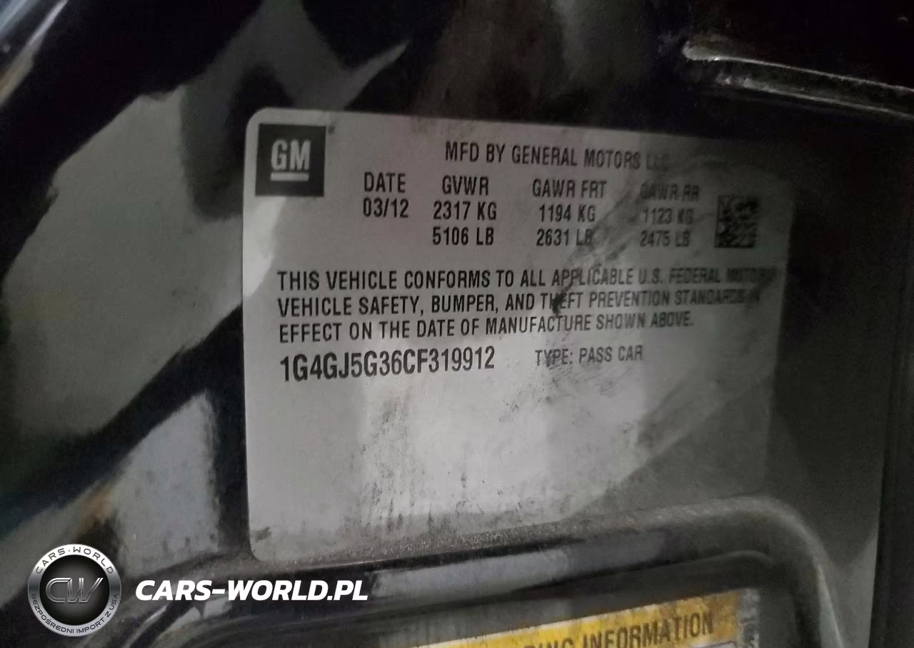 2012 Buick Lacrosse Touring VIN:1G4GJ5G36CF319912 - 12