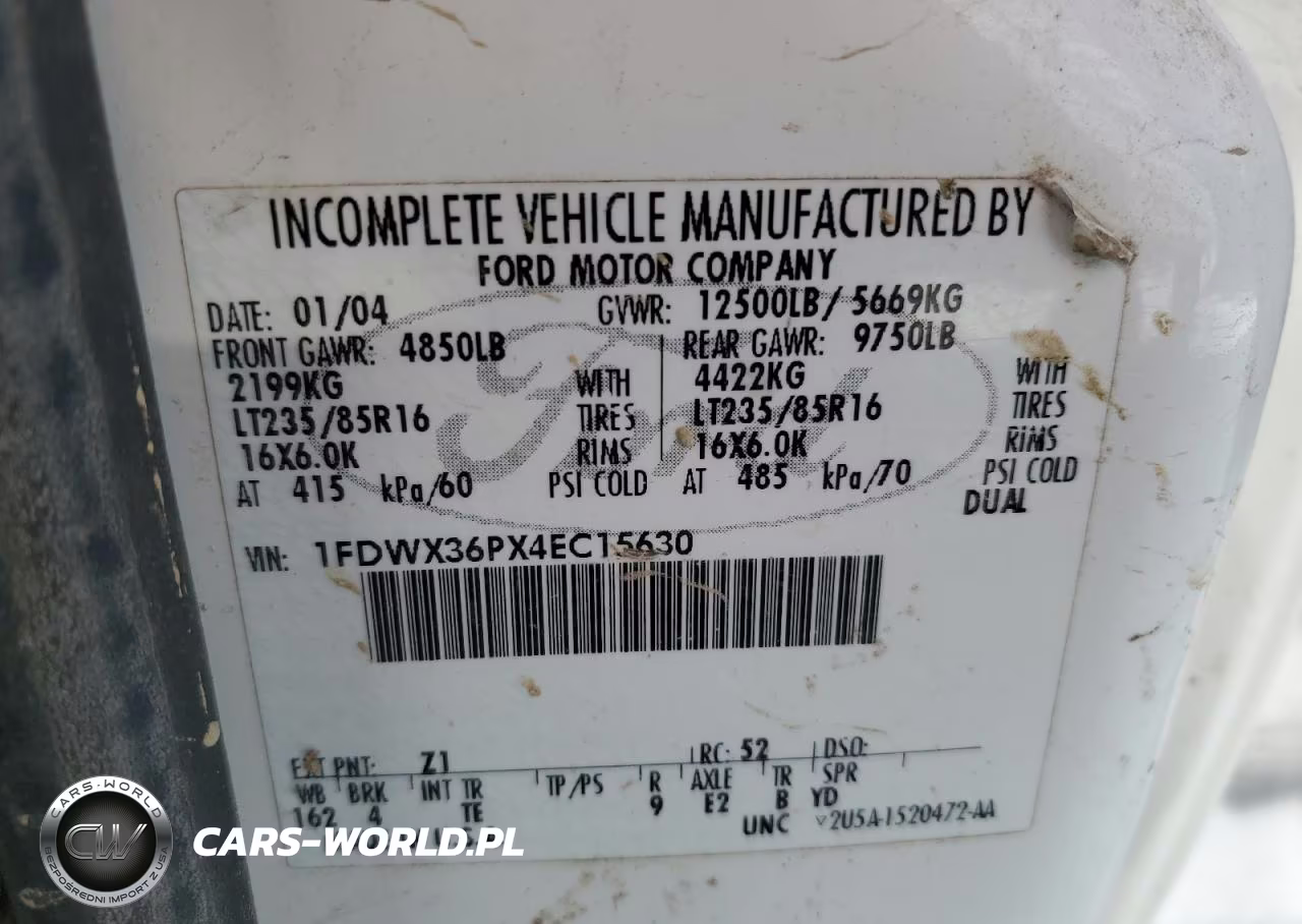 2004 Ford F350 Super Duty VIN:1FDWX36PX4EC15630 - 12