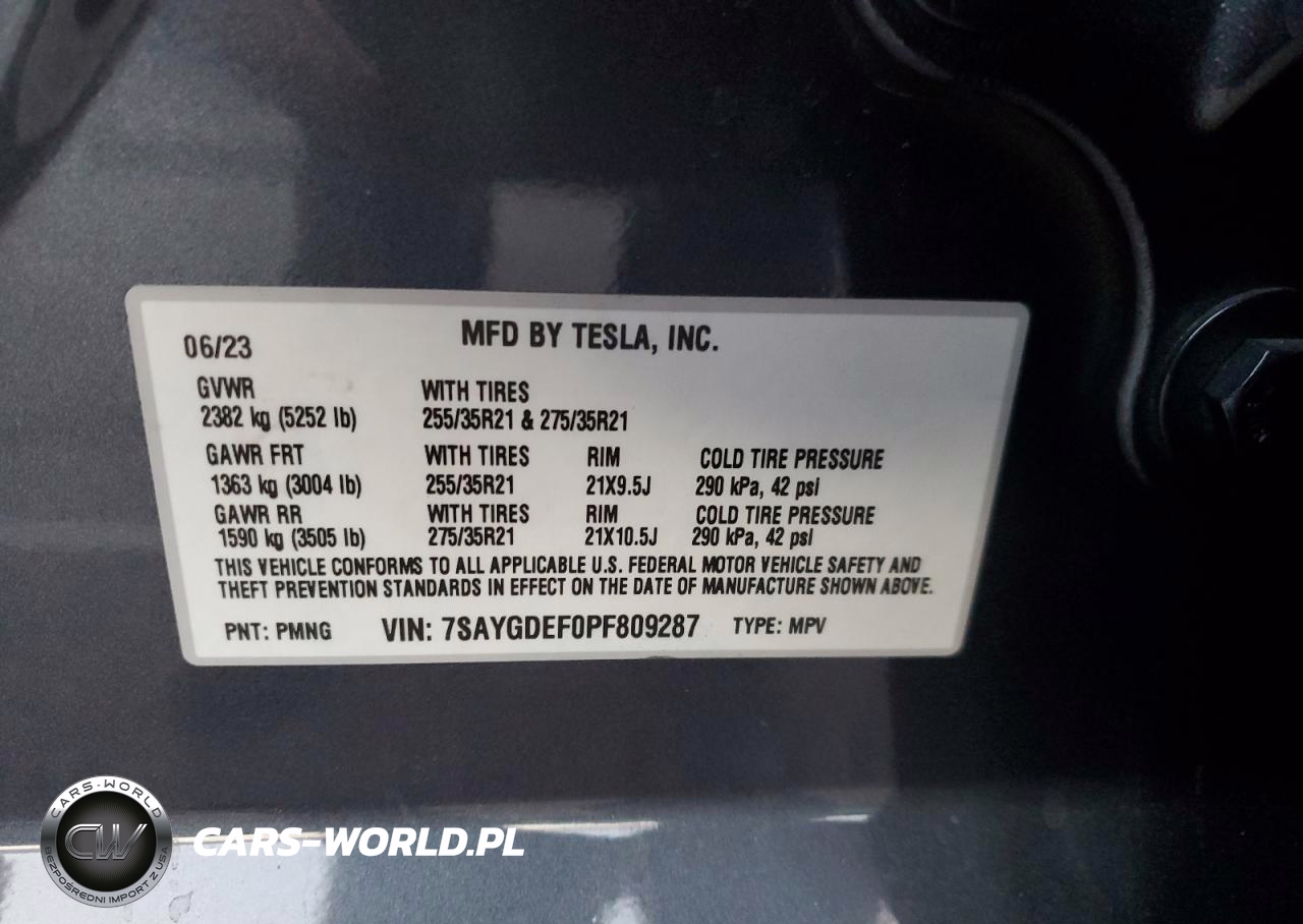 TESLA MODEL Y VIN:7SAYGDEF0PF809287 - 13