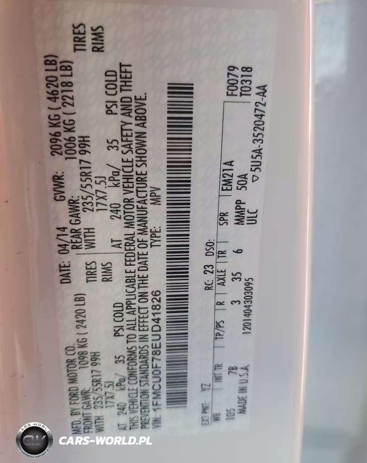 2014 Ford Escape S VIN:1FMCU0F78EUD41826 - 13
