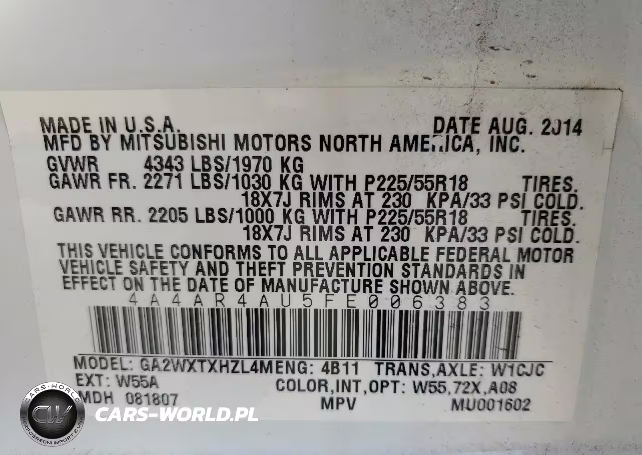 2015 Mitsubishi Outlander Sport Se VIN:4A4AR4AU5FE006383 - 13