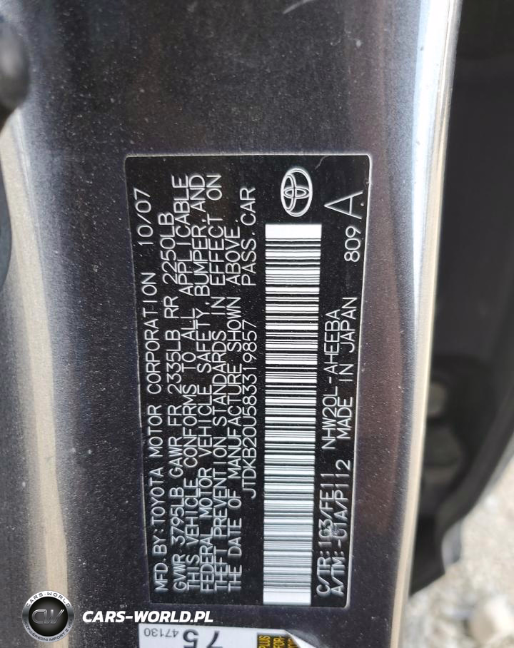 2008 Toyota Prius VIN:JTDKB20U583319857 - 13