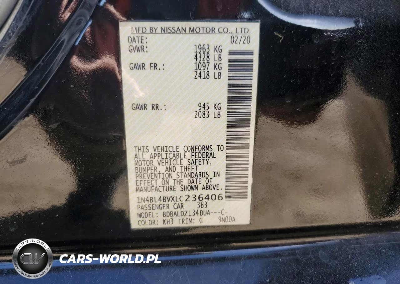 2020 Nissan Altima S VIN:1N4BL4BVXLC236406 - 12