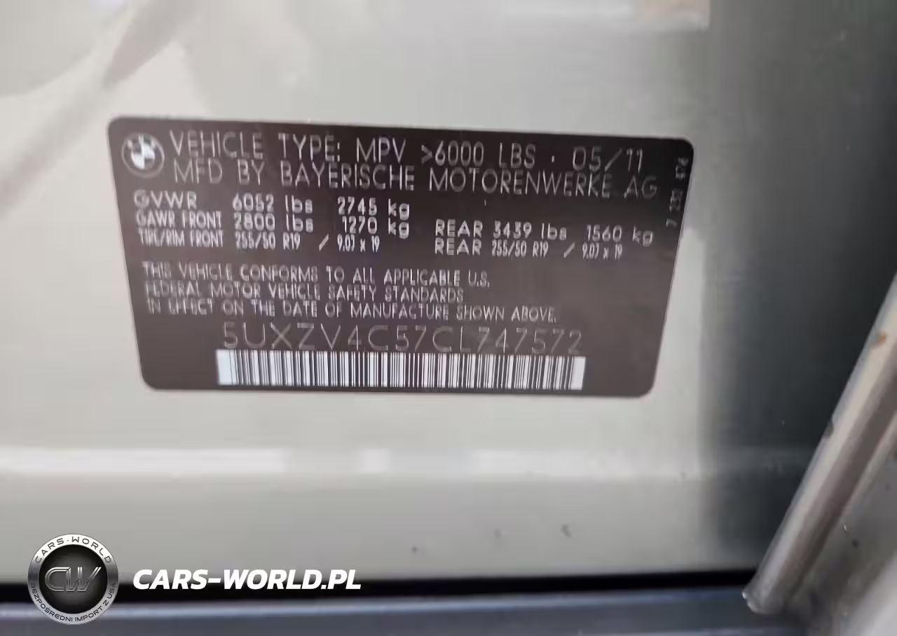 2012 BMW X5 xDrive35I VIN:5UXZV4C57CL747572 - 12