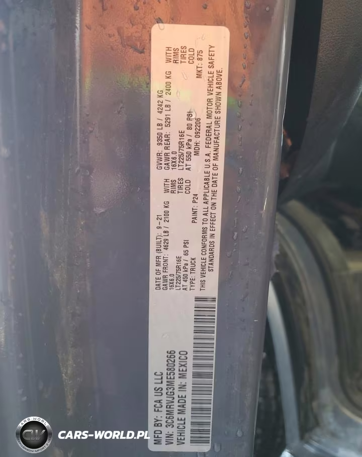 2021 Ram Promaster 3500 3500 High VIN:3C6MRVJG3ME580266 - 14