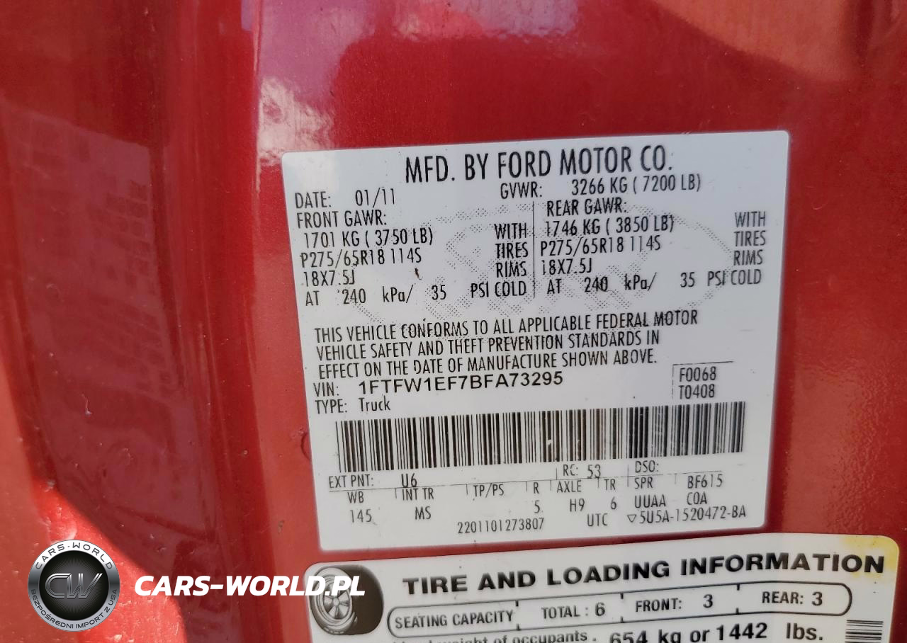 2011 Ford F150 Supercrew VIN:1FTFW1EF7BFA73295 - 12