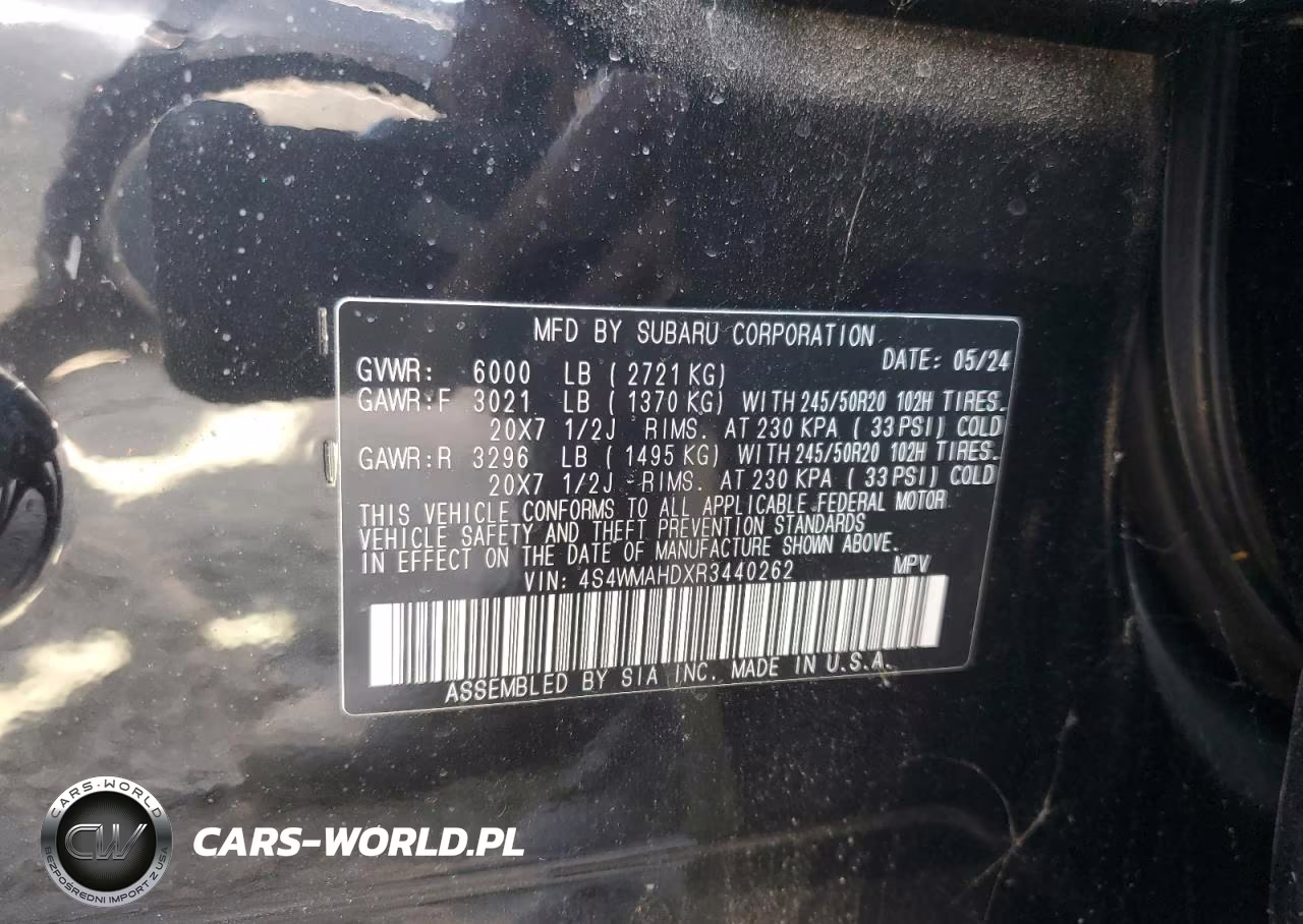 2024 Subaru Ascent Onyx Edition VIN:4S4WMAHDXR3440262 - 14