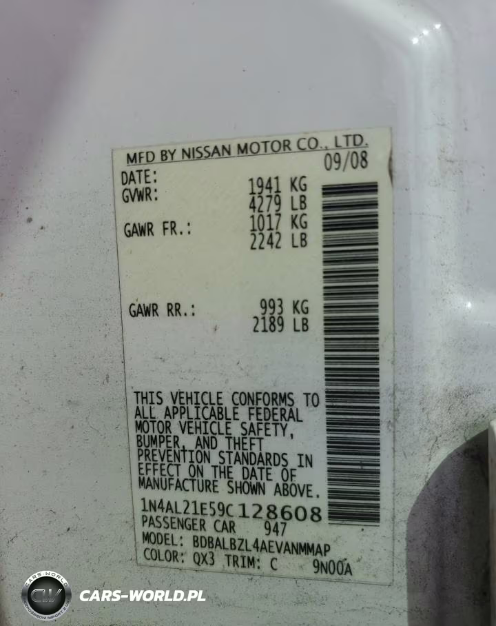 2009 Nissan Altima 2.5 VIN:1N4AL21E59C128608 - 12
