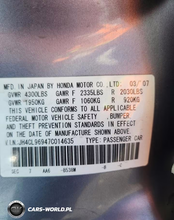 2007 Acura Tsx VIN:JH4CL96947C014635 - 12