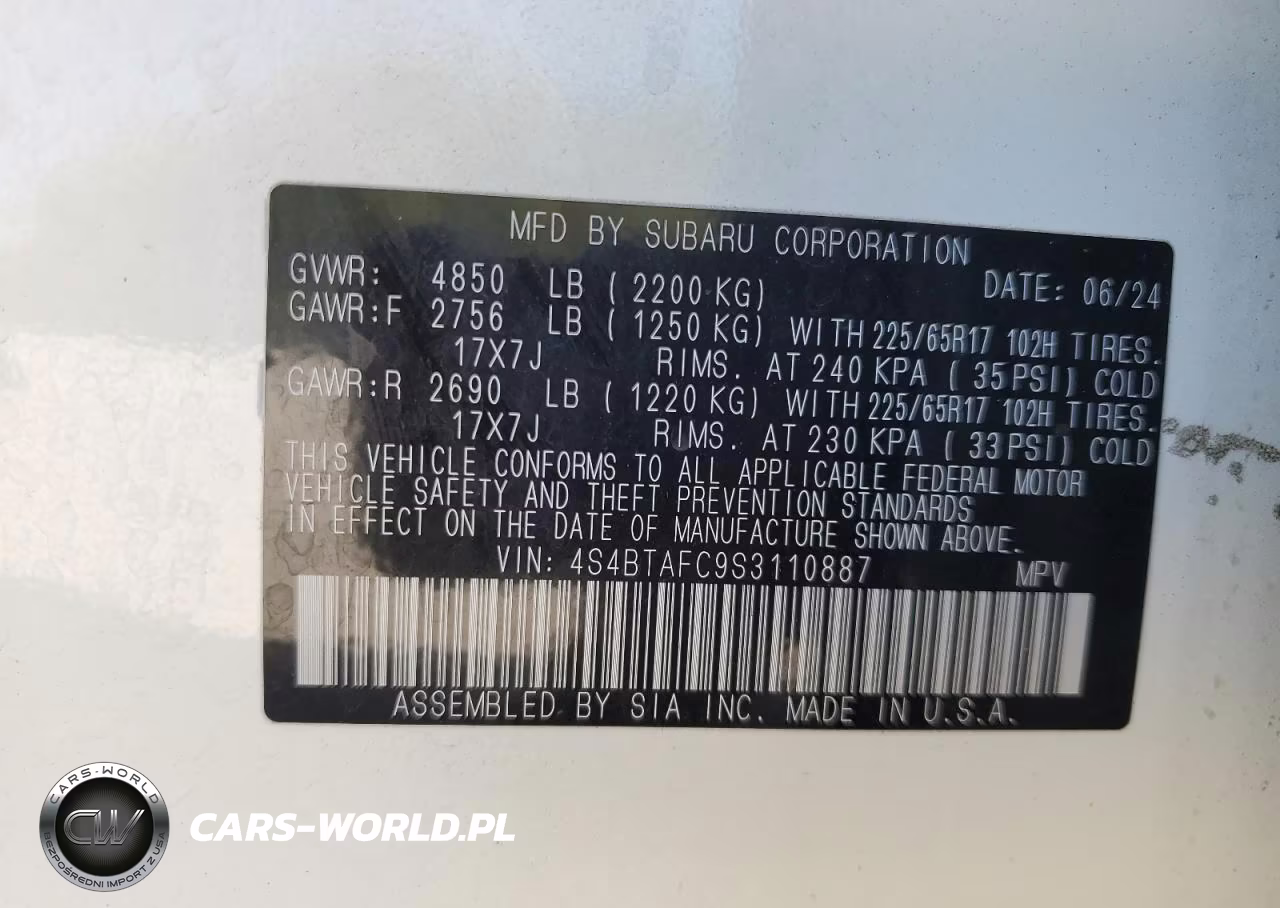 2025 Subaru Outback VIN:4S4BTAFC9S3110887 - 14