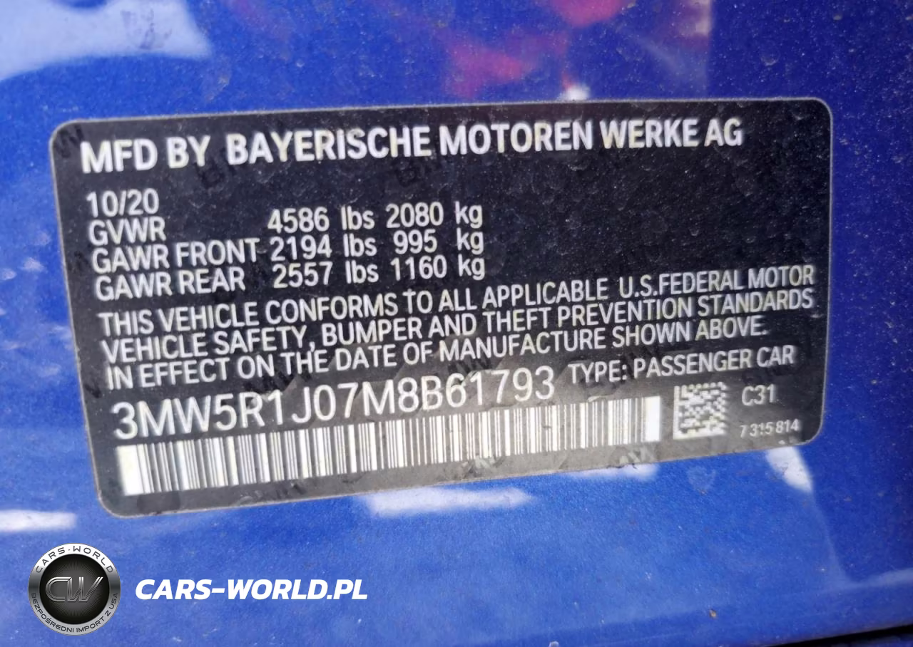 2021 BMW 330I VIN:3MW5R1J07M8B61793 - 12