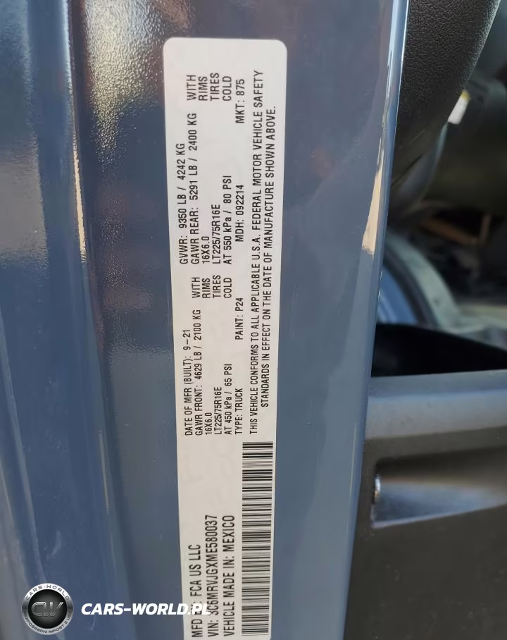 2021 Ram Promaster 3500 3500 High VIN:3C6MRVJGXME580037 - 13