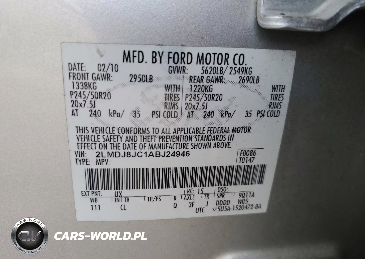 2010 Lincoln Mkx VIN:2LMDJ8JC1ABJ24946 - 14