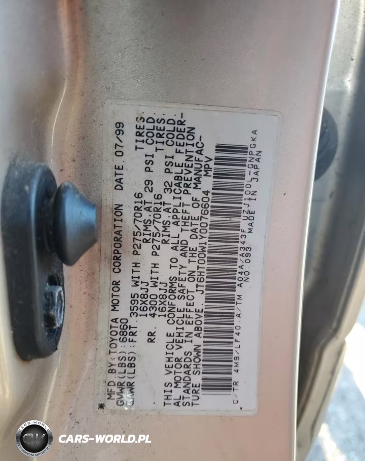 2000 Lexus Lx 470 VIN:JT6HT00W1Y0076604 - 13