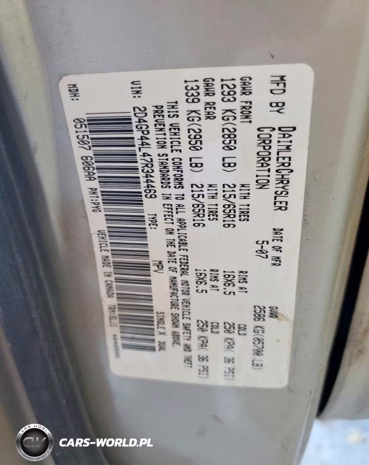 2007 Dodge Grand Caravan Sxt VIN:2D4GP44L47R344469 - 14