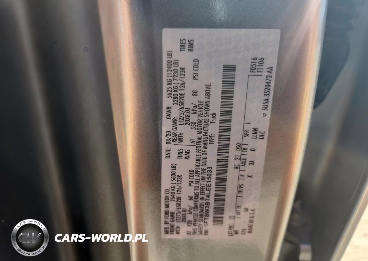 2020 Ford F350 Super Duty VIN:1FT8W3BT4LEE15033 - 13