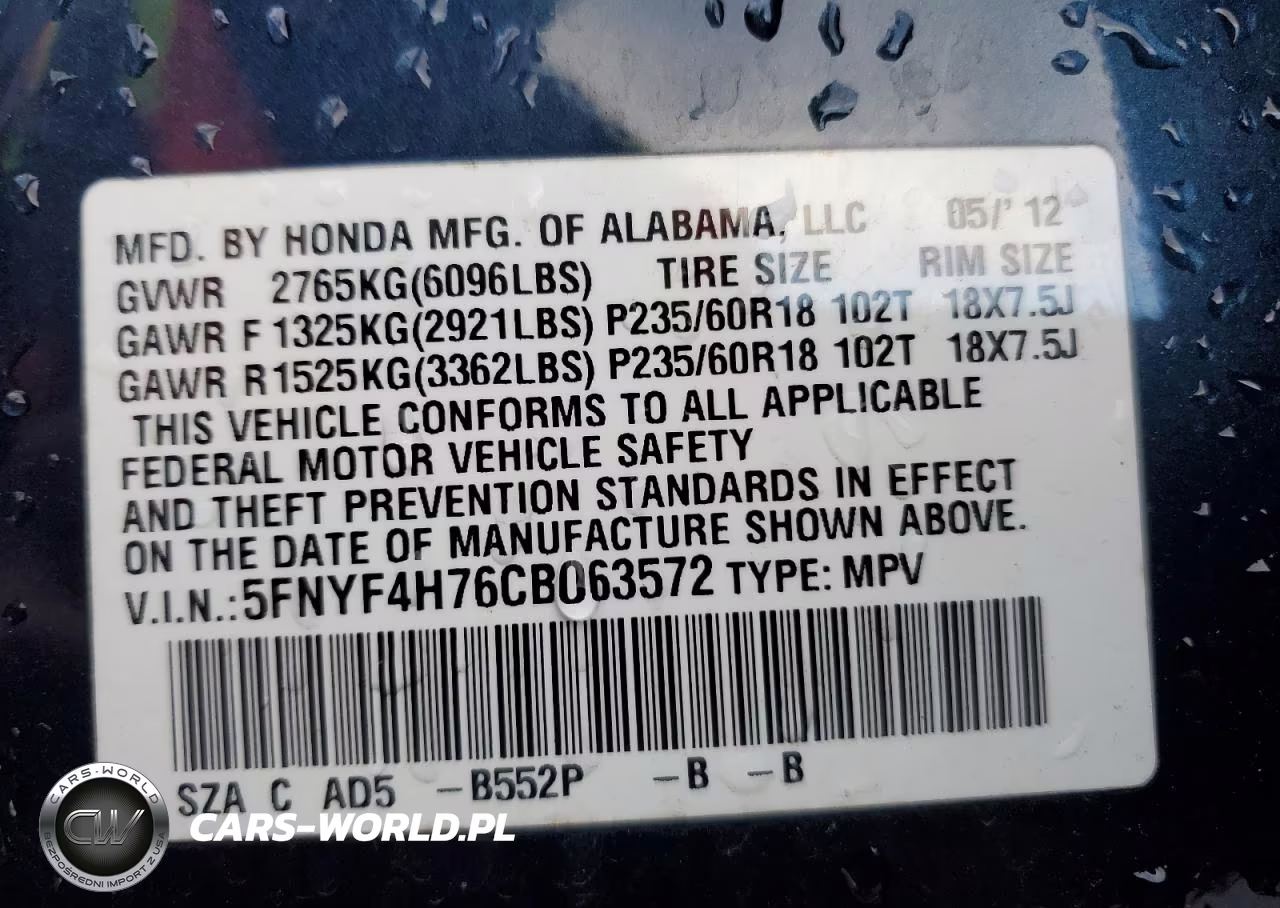 2012 Honda Pilot Exln VIN:5FNYF4H76CB063572 - 13