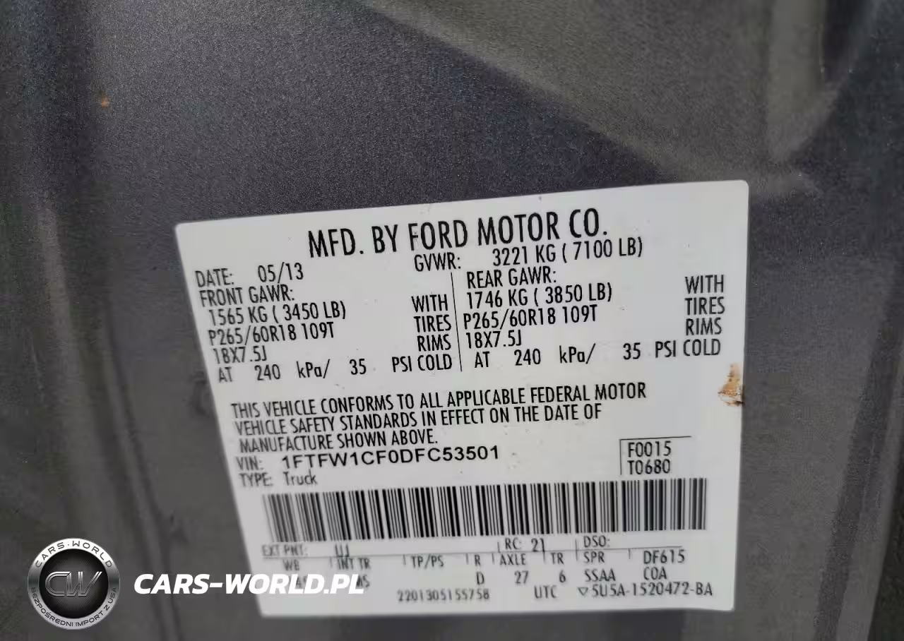 2013 Ford F150 Supercrew VIN:1FTFW1CF0DFC53501 - 12