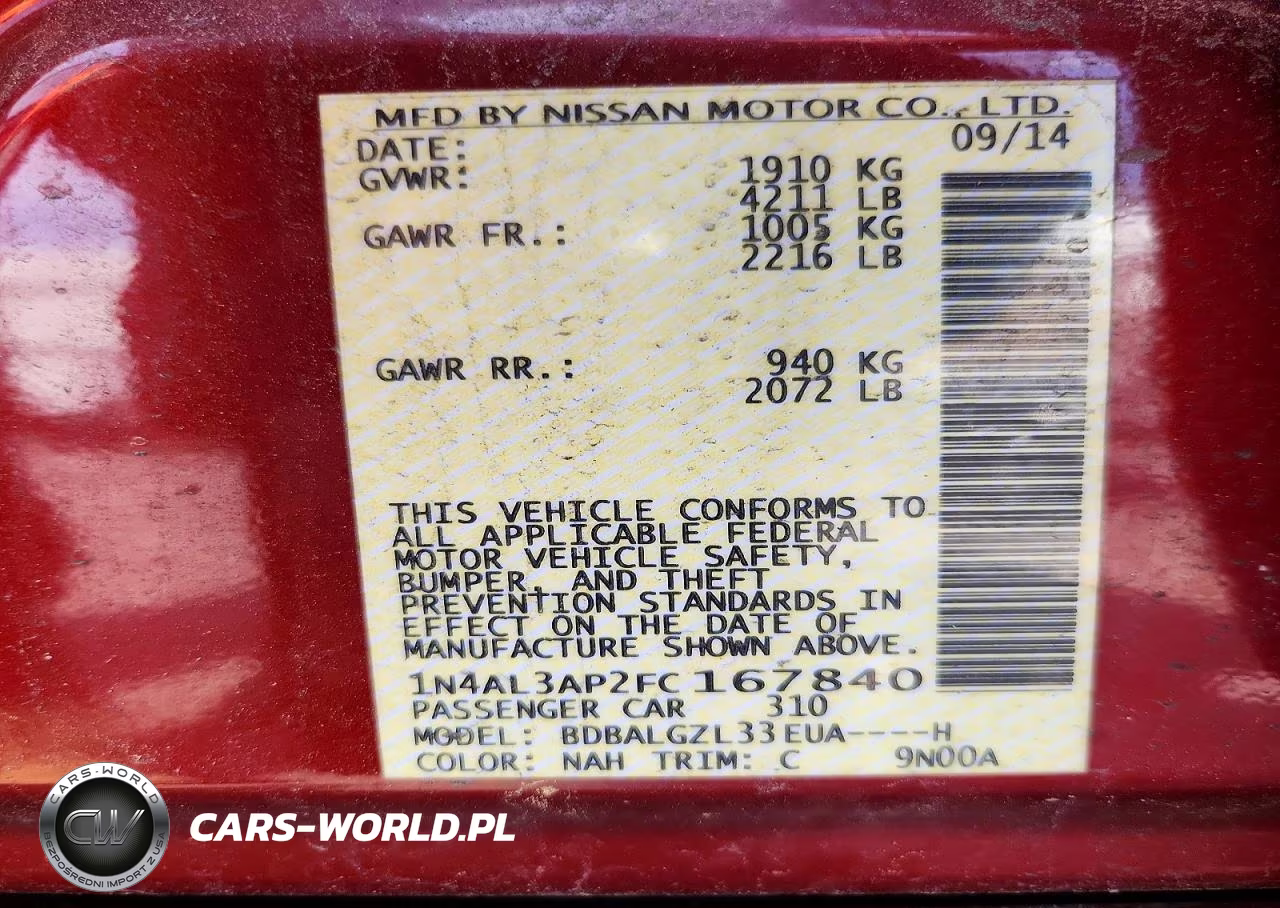 2015 Nissan Altima 2.5 S VIN:1N4AL3AP2FC167840 - 12