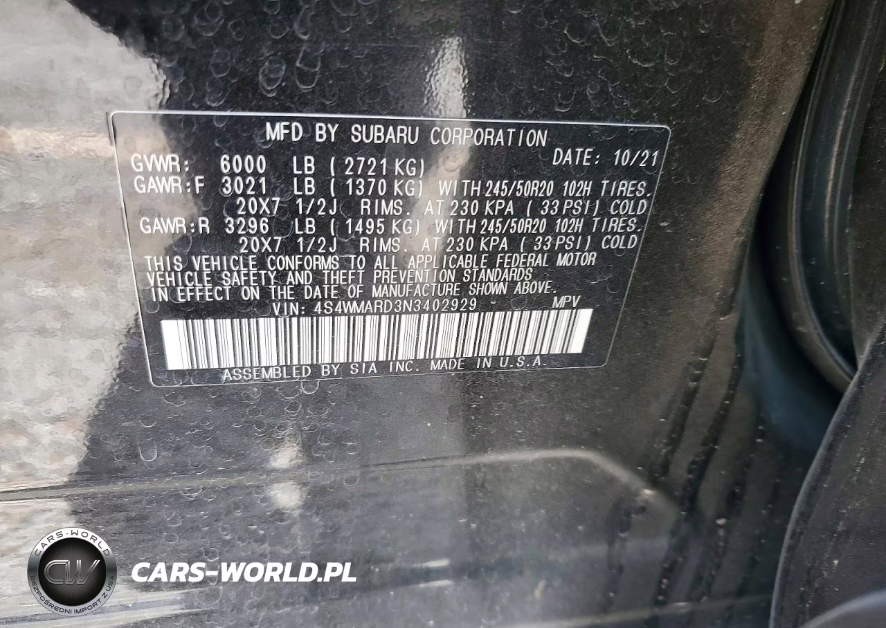 2022 Subaru Ascent Touring VIN:4S4WMARD3N3402929 - 13