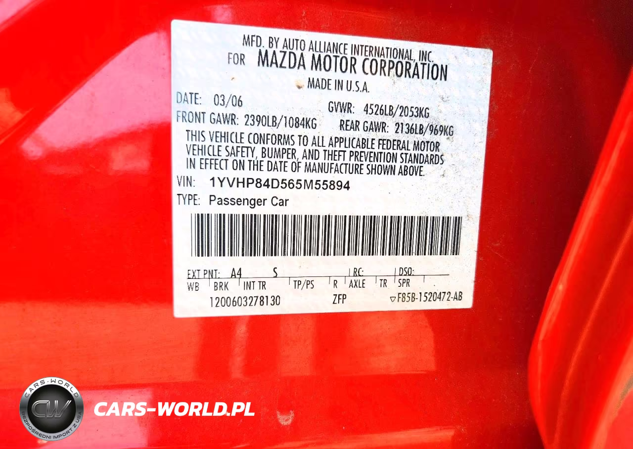 2006 Mazda 6 S VIN:1YVHP84D565M55894 - 14