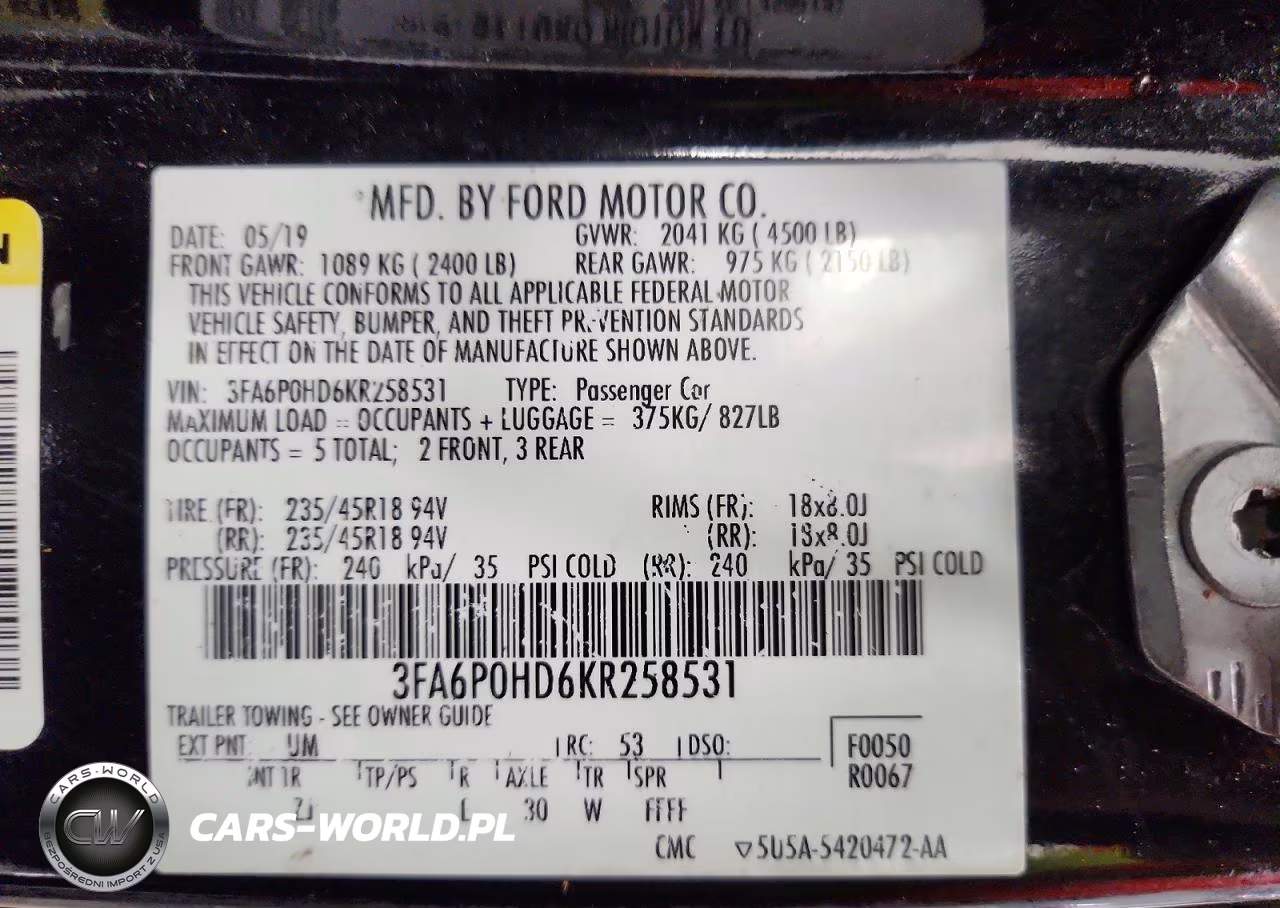 2019 Ford Fusion Se VIN:3FA6P0HD6KR258531 - 12