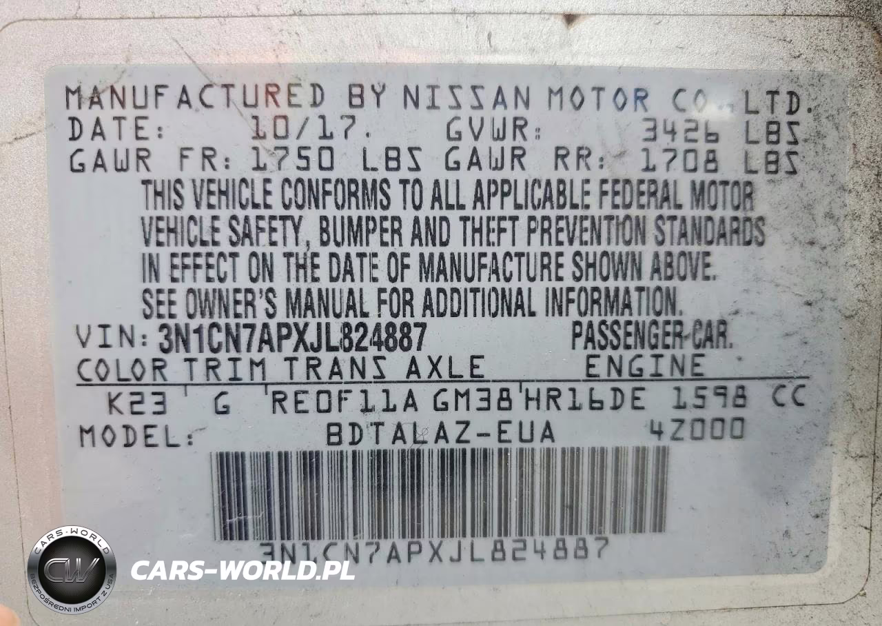 2018 Nissan Versa S Plus VIN:3N1CN7APXJL824887 - 12