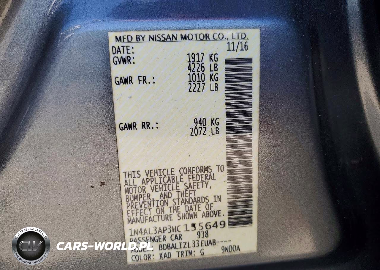 2017 Nissan Altima 2.5 Sv VIN:1N4AL3AP3HC155649 - 12