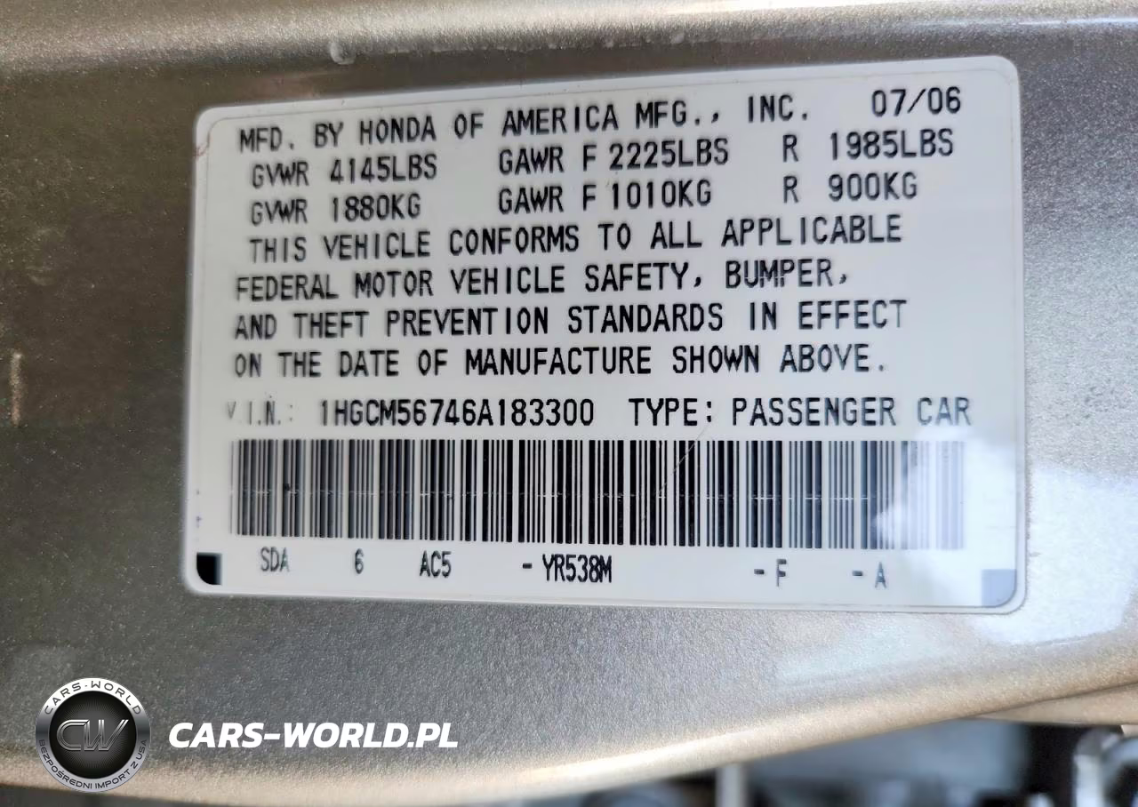 2006 Honda Accord Ex VIN:1HGCM56746A183300 - 12