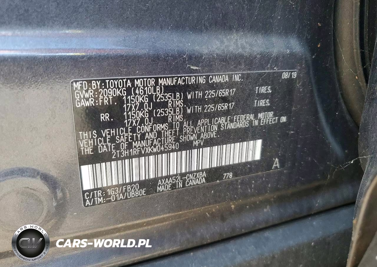 2019 Toyota Rav4 Le VIN:2T3H1RFVXKW045940 - 13