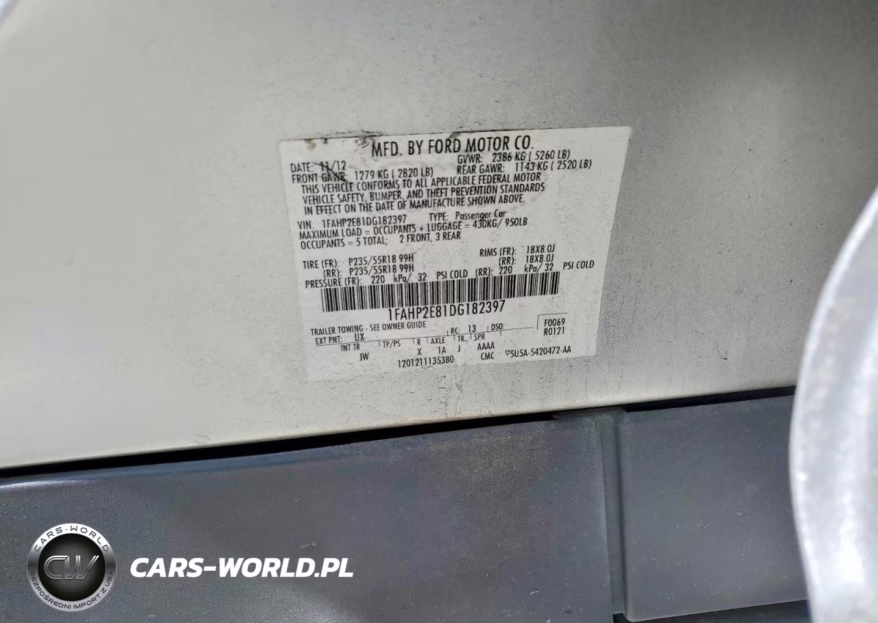 2013 Ford Taurus Sel VIN:1FAHP2E81DG182397 - 12