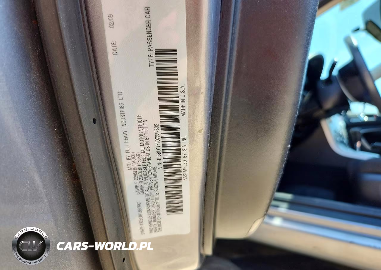 2009 Subaru Legacy 2.5I VIN:4S3BL616997232302 - 12