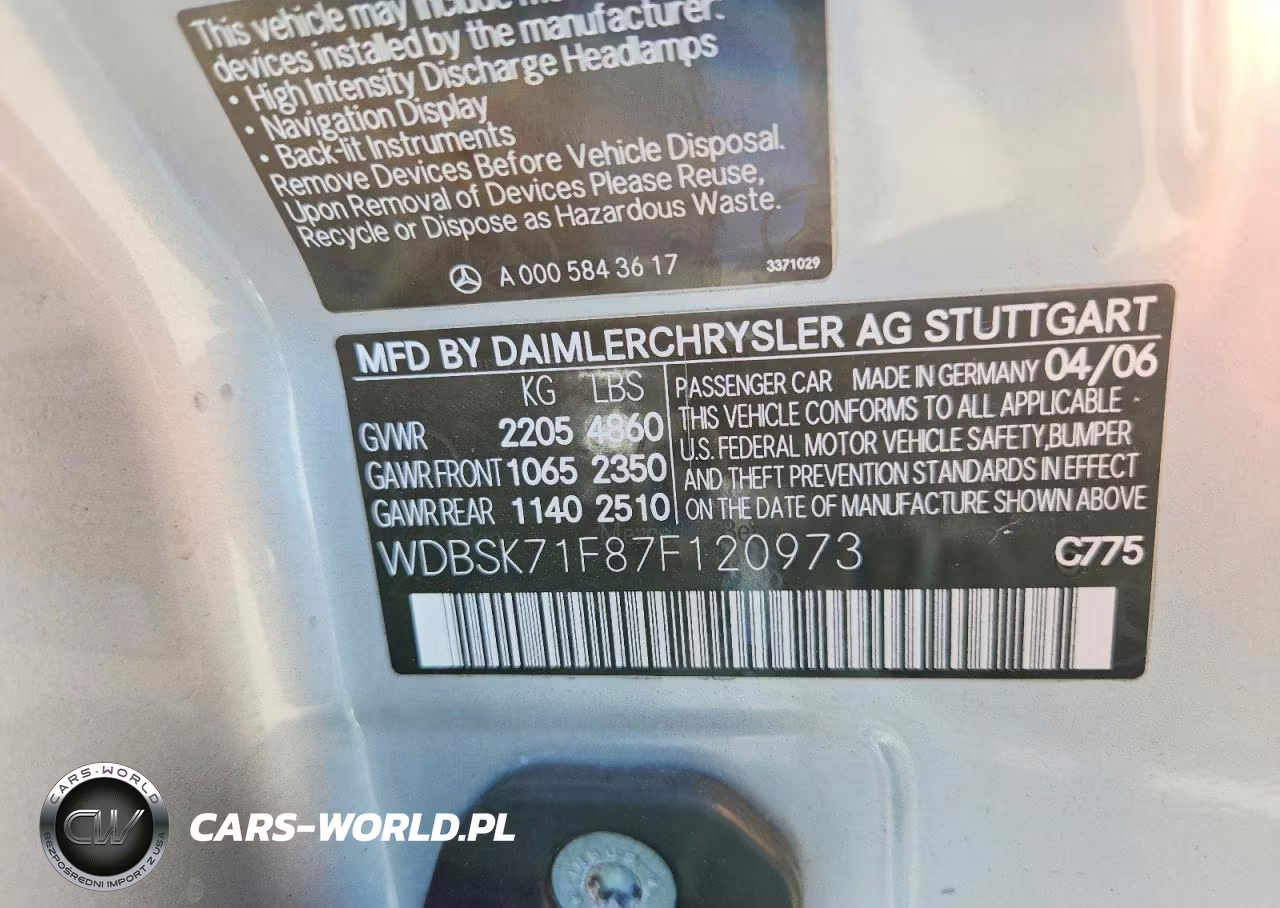2007 Mercedes-Benz Sl 550 VIN:WDBSK71F87F120973 - 12