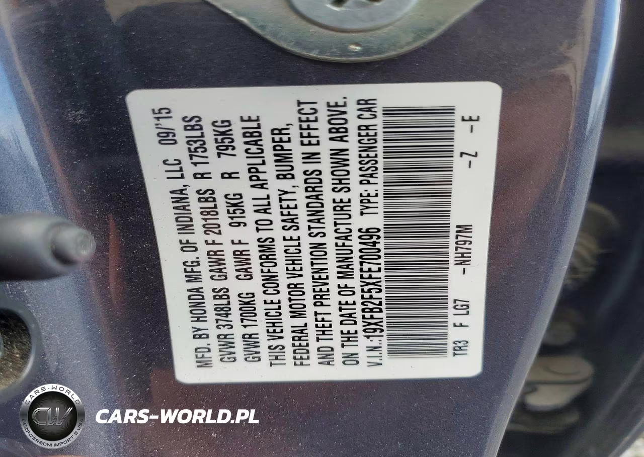 2015 Honda Civic Lx VIN:19XFB2F5XFE700496 - 12