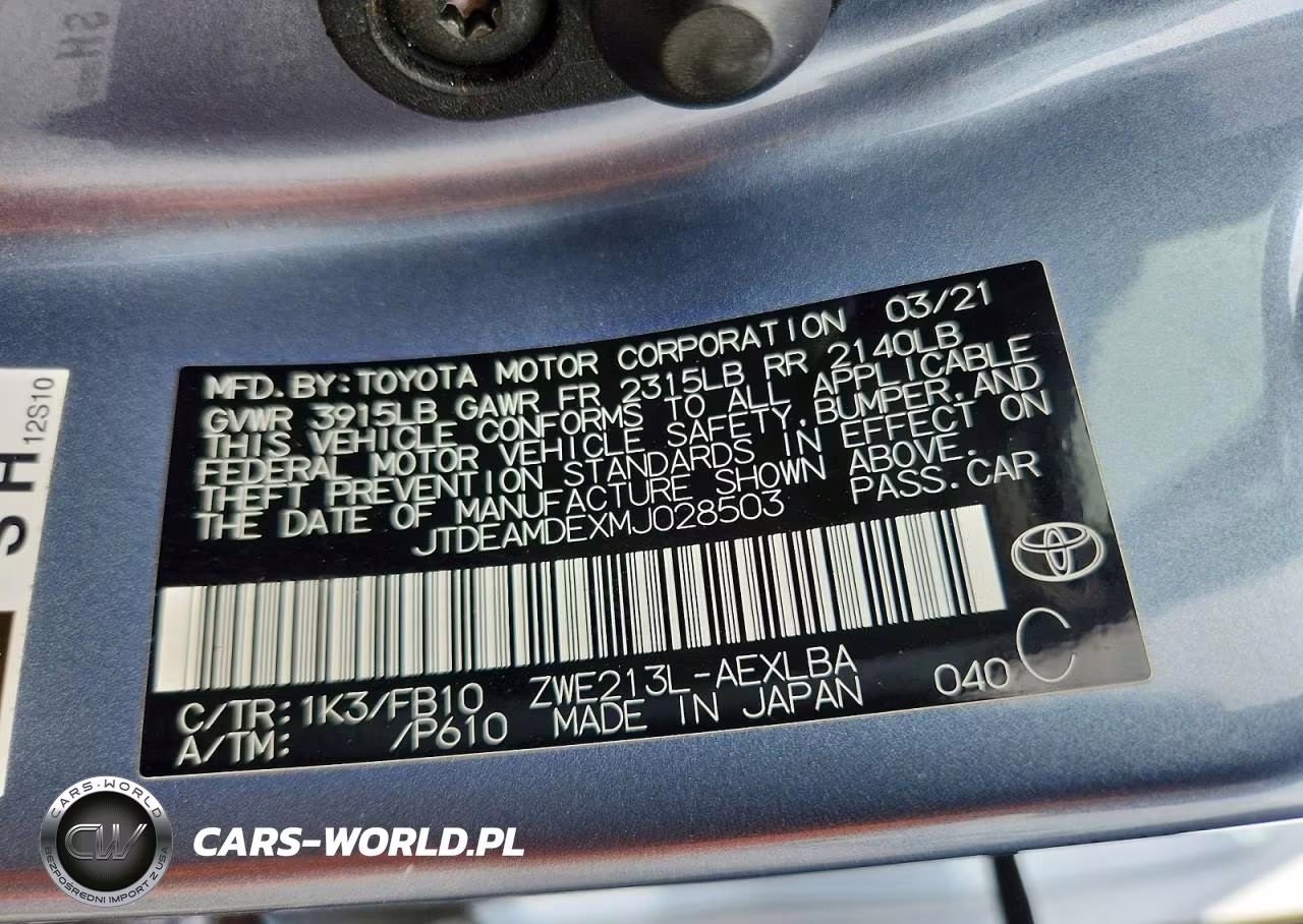 2021 Toyota Corolla Le VIN:JTDEAMDEXMJ028503 - 12
