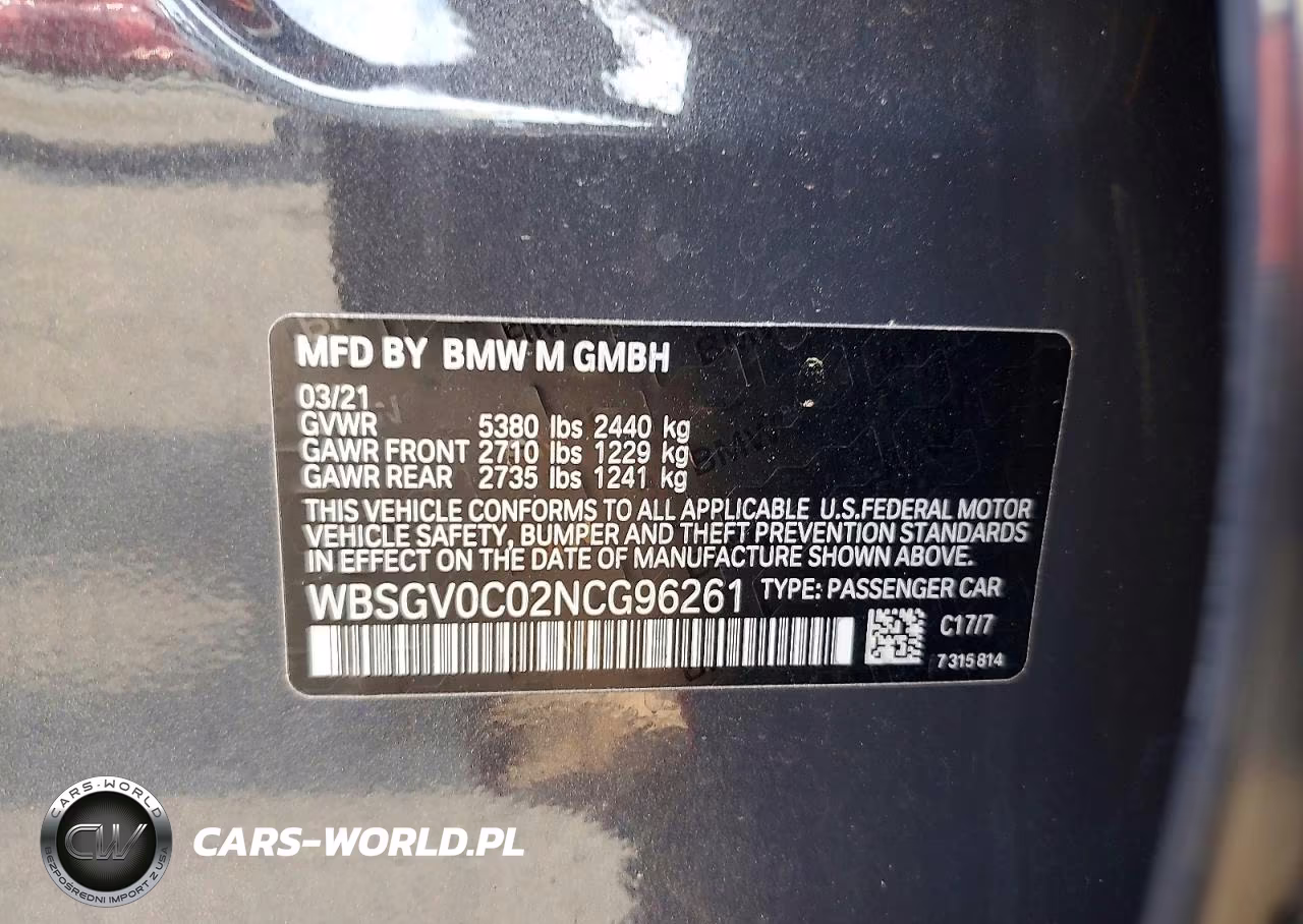 2022 BMW M8 VIN:WBSGV0C02NCG96261 - 12