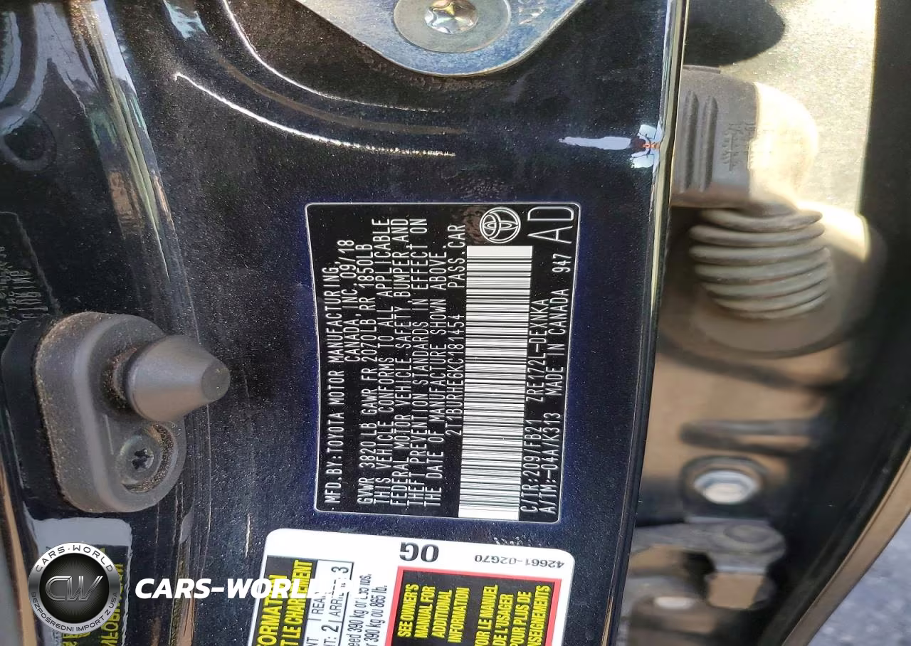 2019 Toyota Corolla Le VIN:2T1BURHE6KC181454 - 12