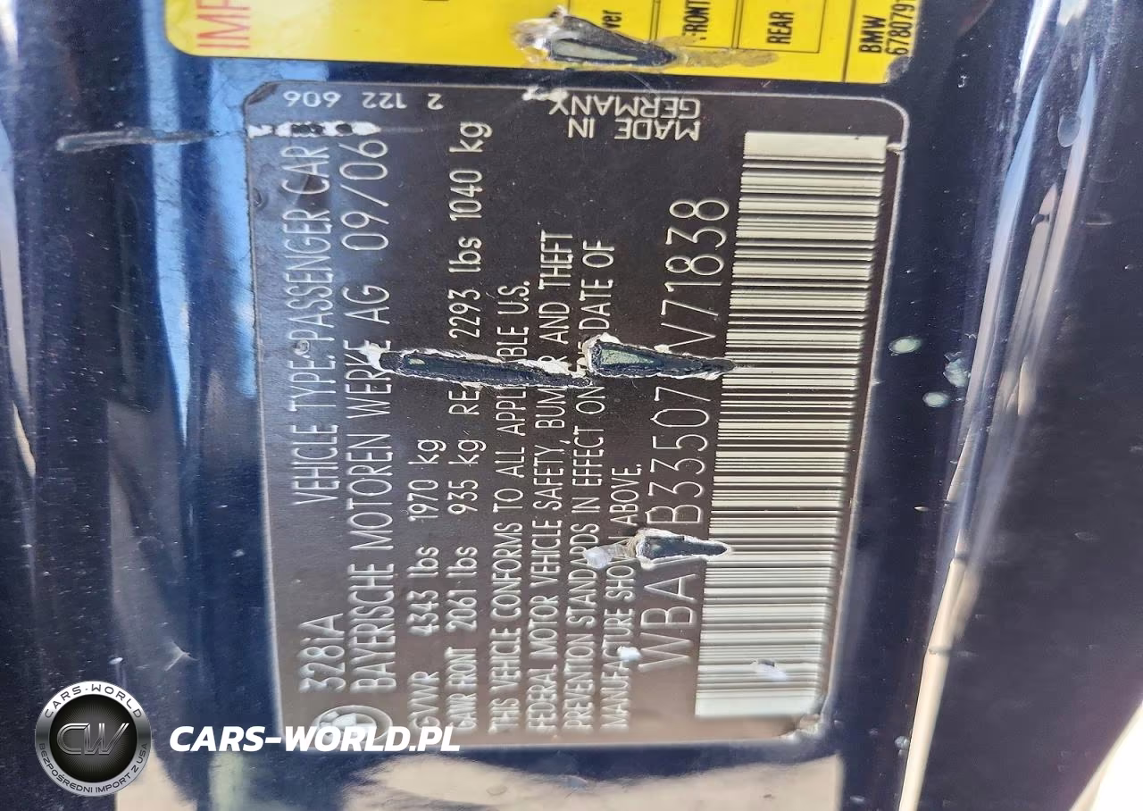 BMW 328I VIN:WBAWB33507PV71838 - 13
