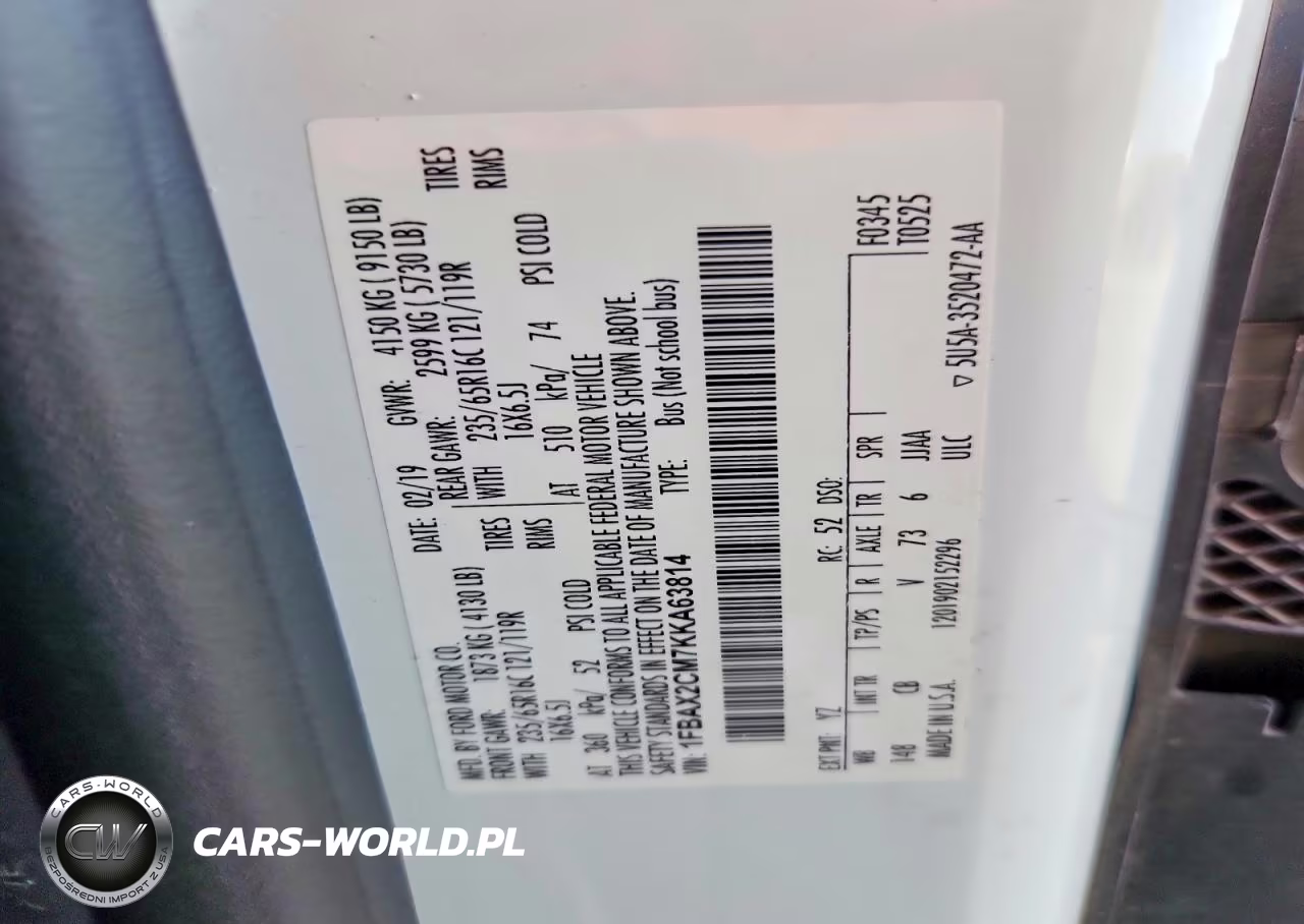 2019 Ford Transit T-350 VIN:1FBAX2CM7KKA63814 - 14