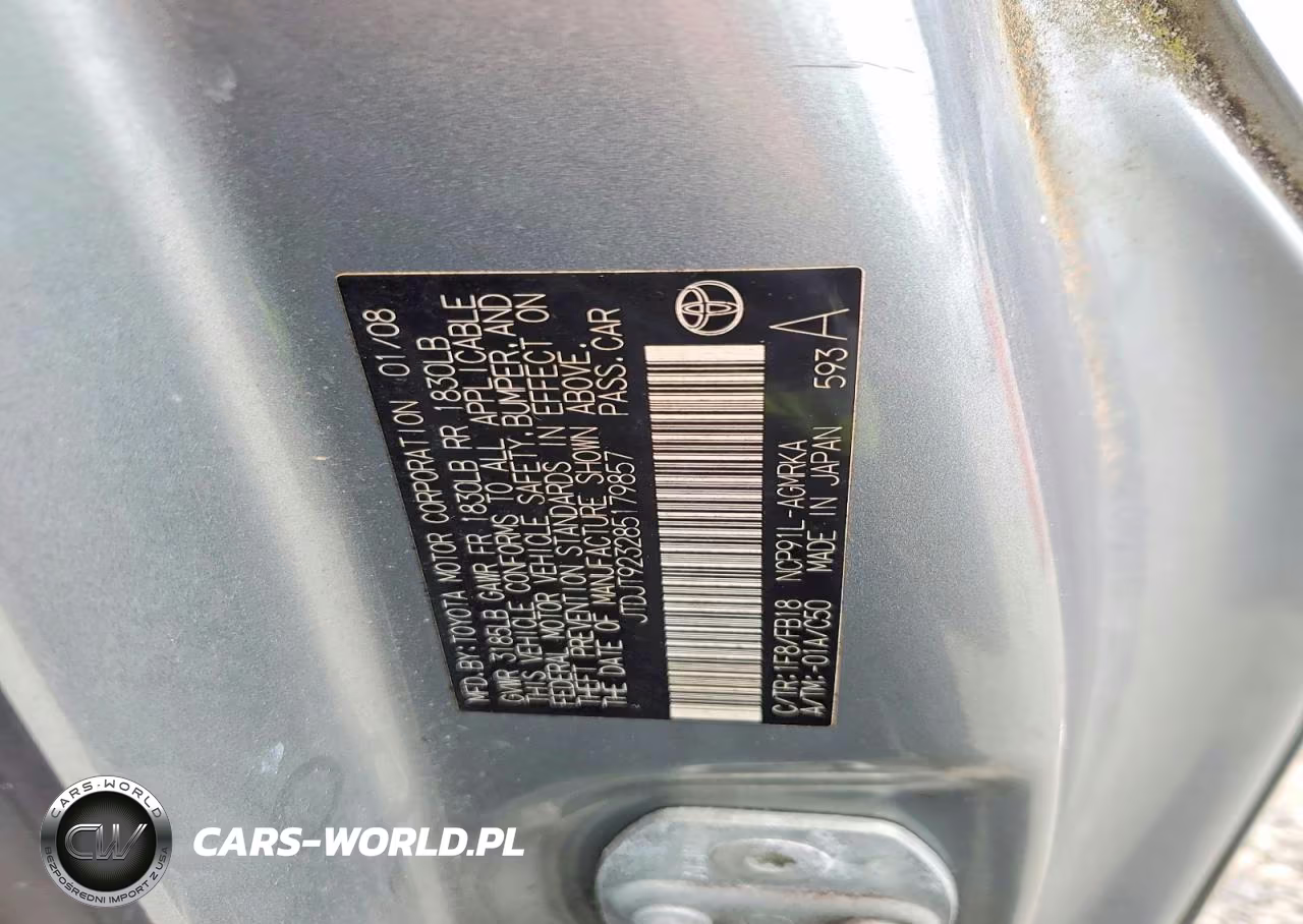 2008 Toyota Yaris Base VIN:JTDJT923285179857 - 12