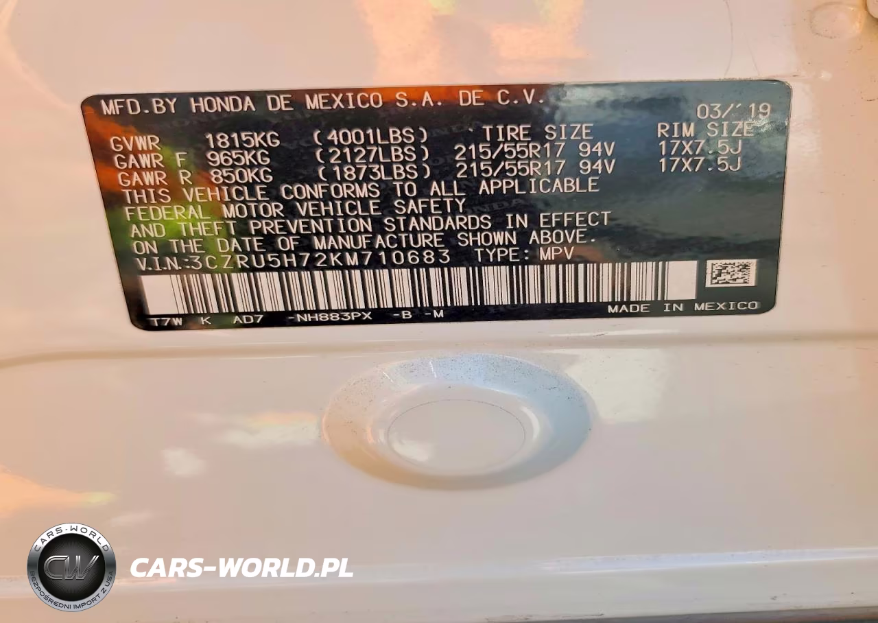 2019 Honda Hr-V Exl VIN:3CZRU5H72KM710683 - 14