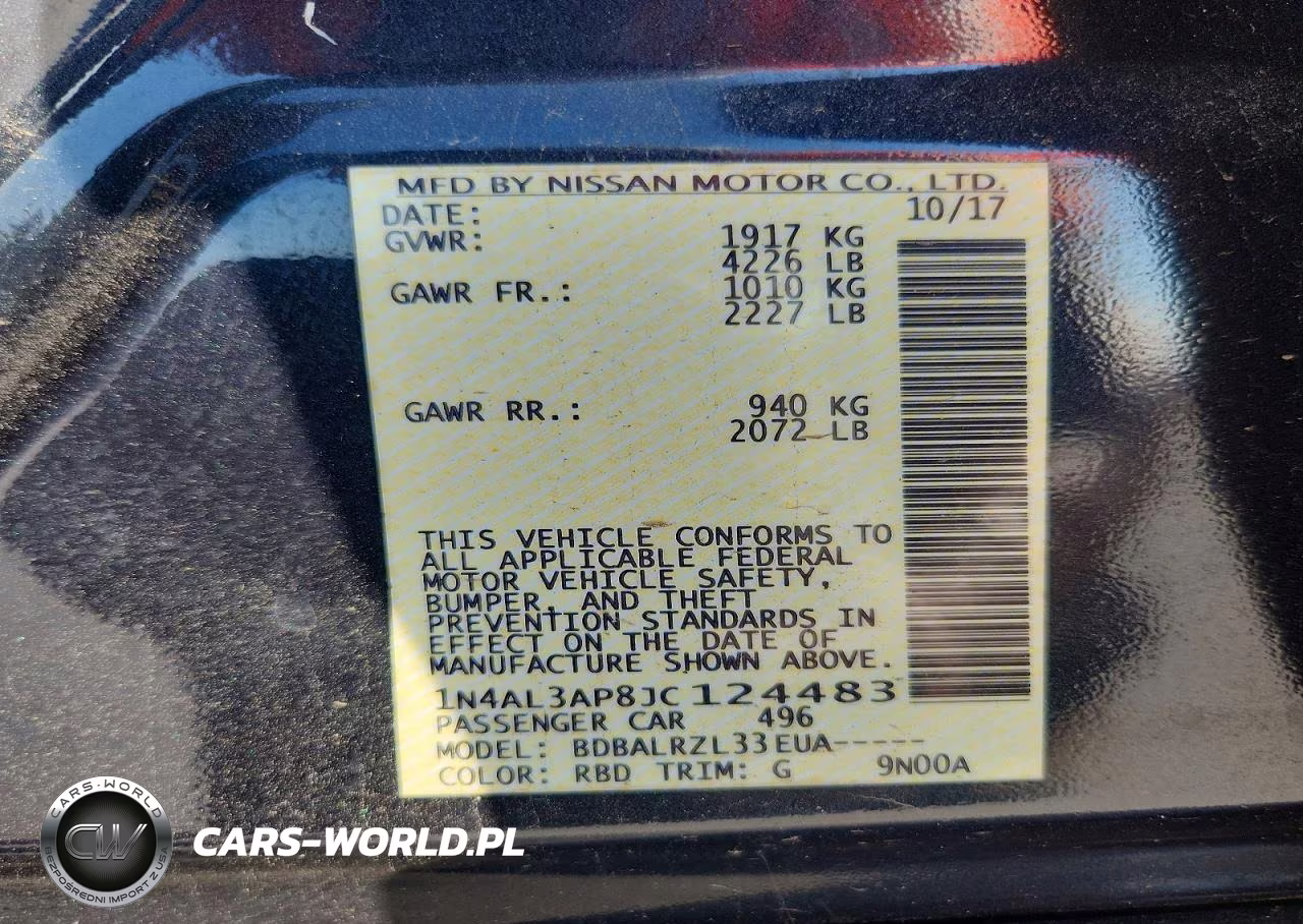 2018 Nissan Altima 2.5 Sl VIN:1N4AL3AP8JC124483 - 13
