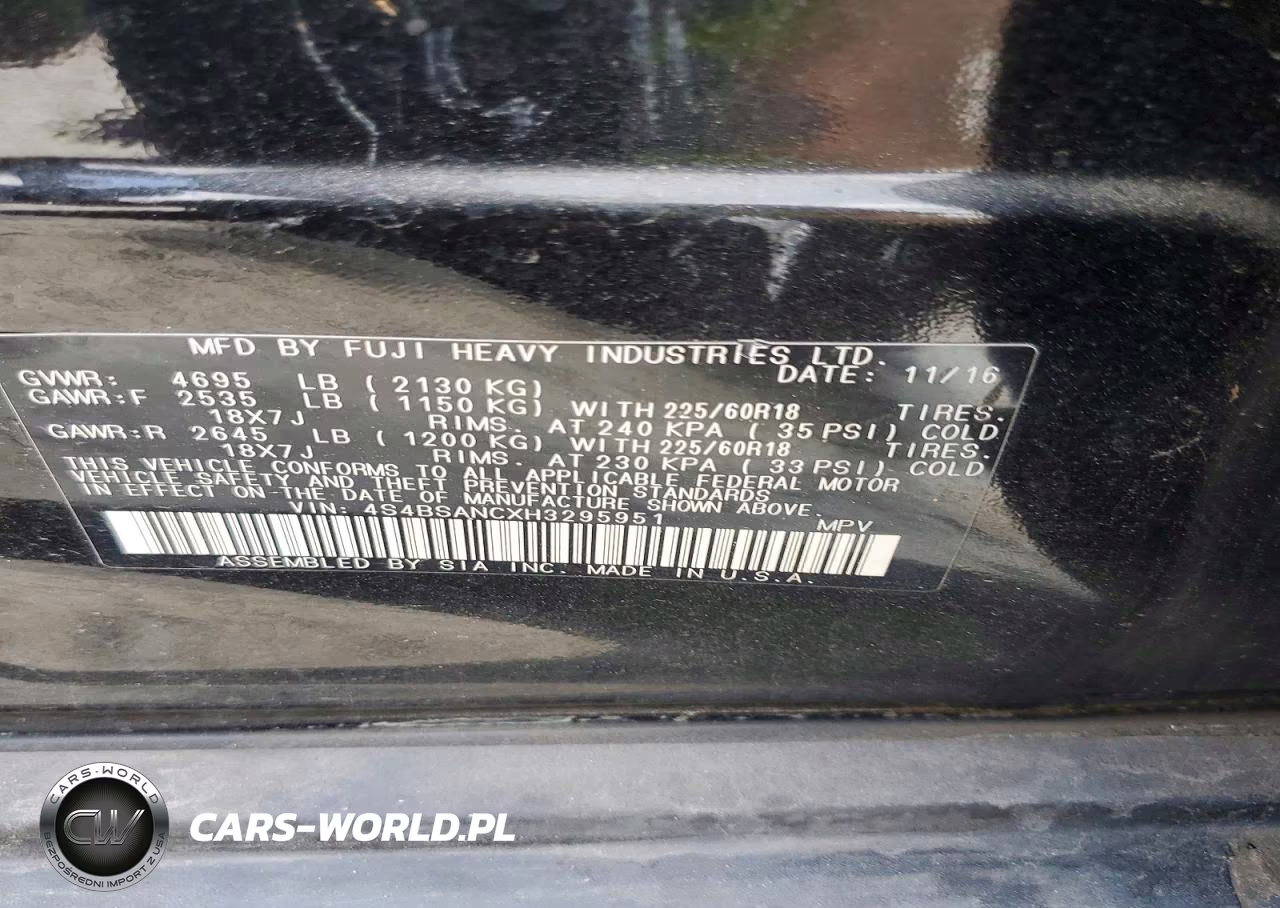 2017 Subaru Outback 2.5I Limited VIN:4S4BSANCXH3295951 - 13