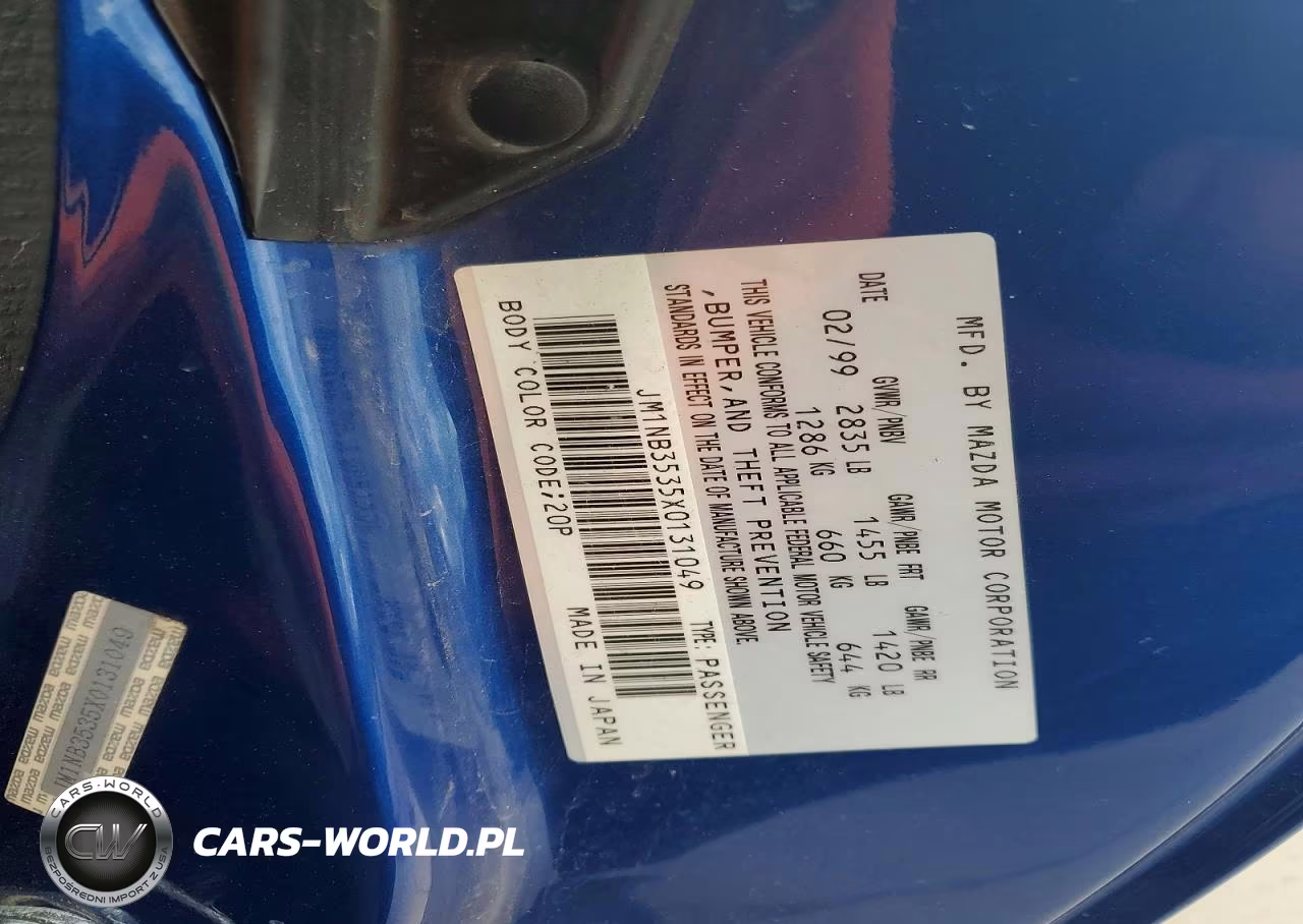 1999 Mazda Mx-5 Miata VIN:JM1NB3535X0131049 - 13