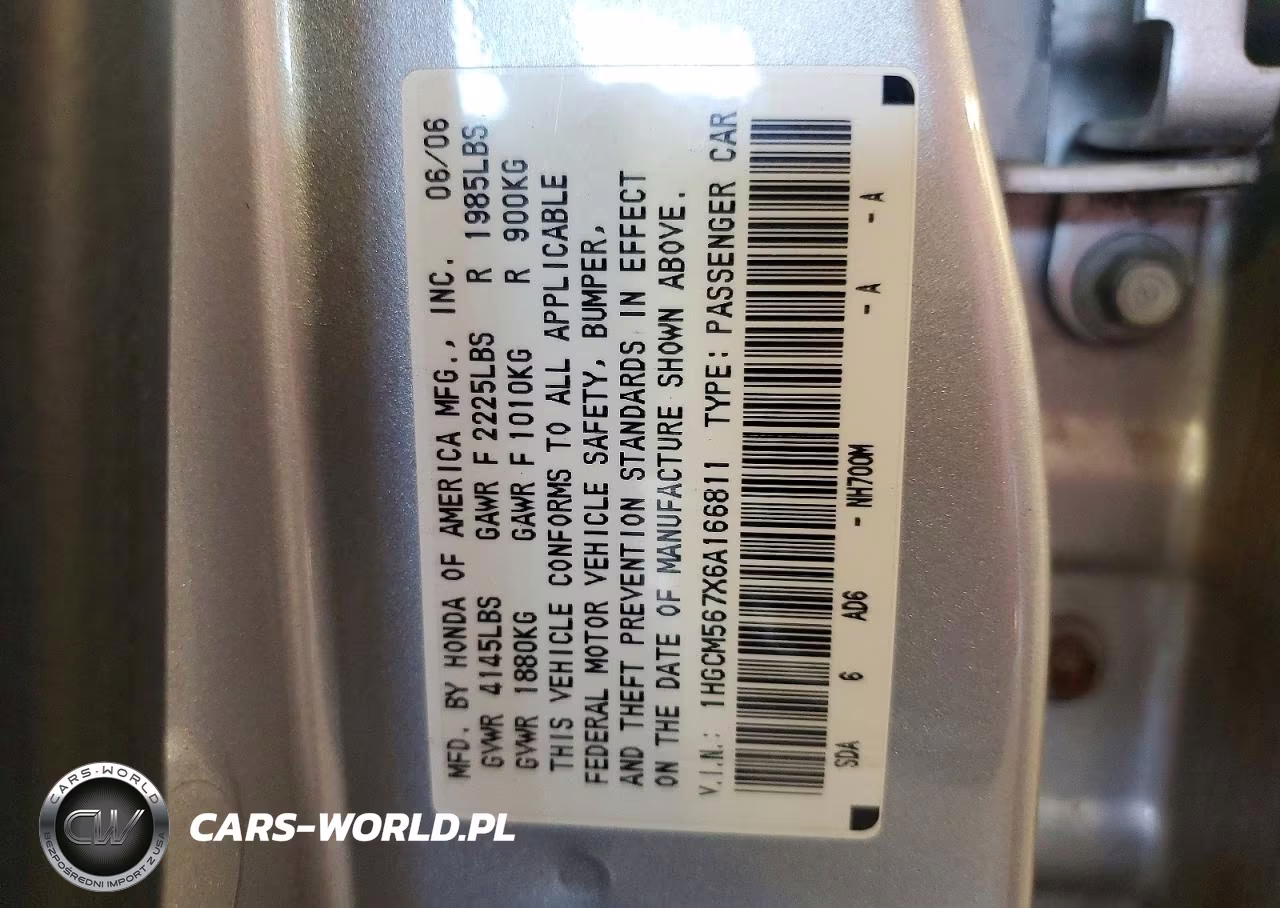 2006 Honda Accord Ex VIN:1HGCM567X6A166811 - 12