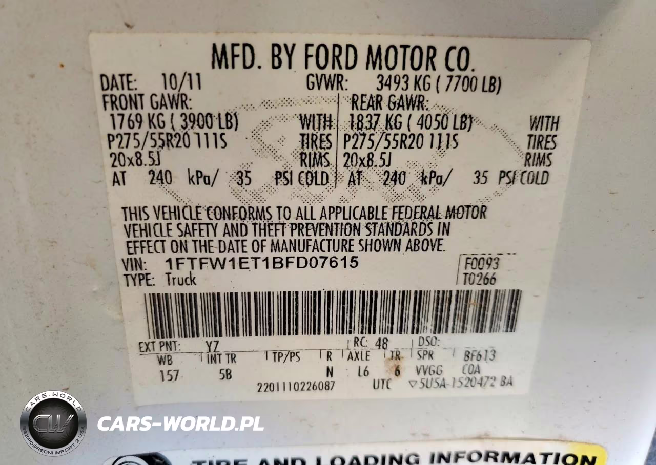 2011 Ford F150 Supercrew VIN:1FTFW1ET1BFD07615 - 12